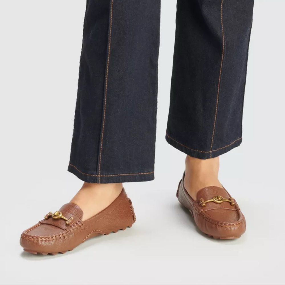 Born Brown Leather Loafers with Gold Accent